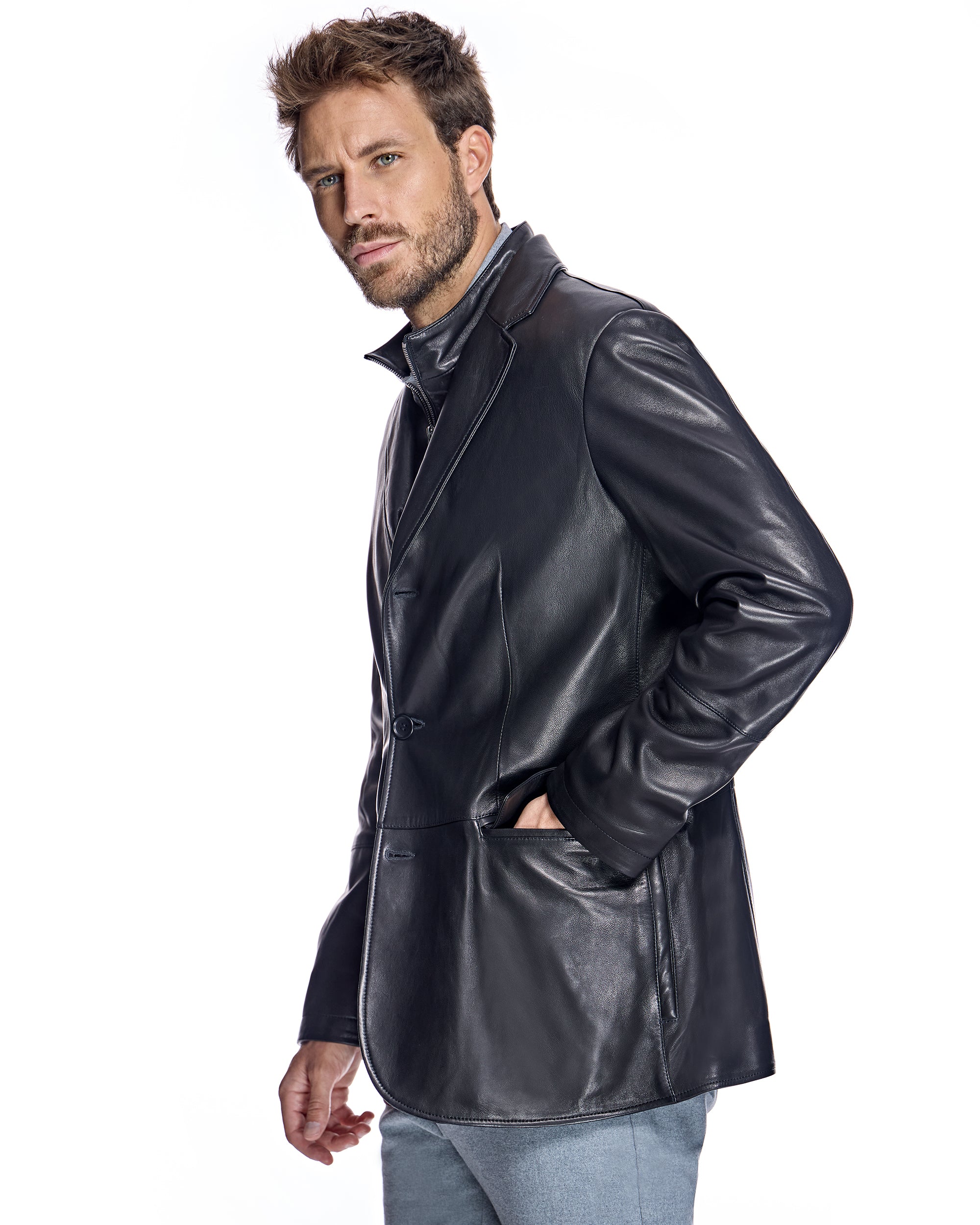 Men's Leather Blazer