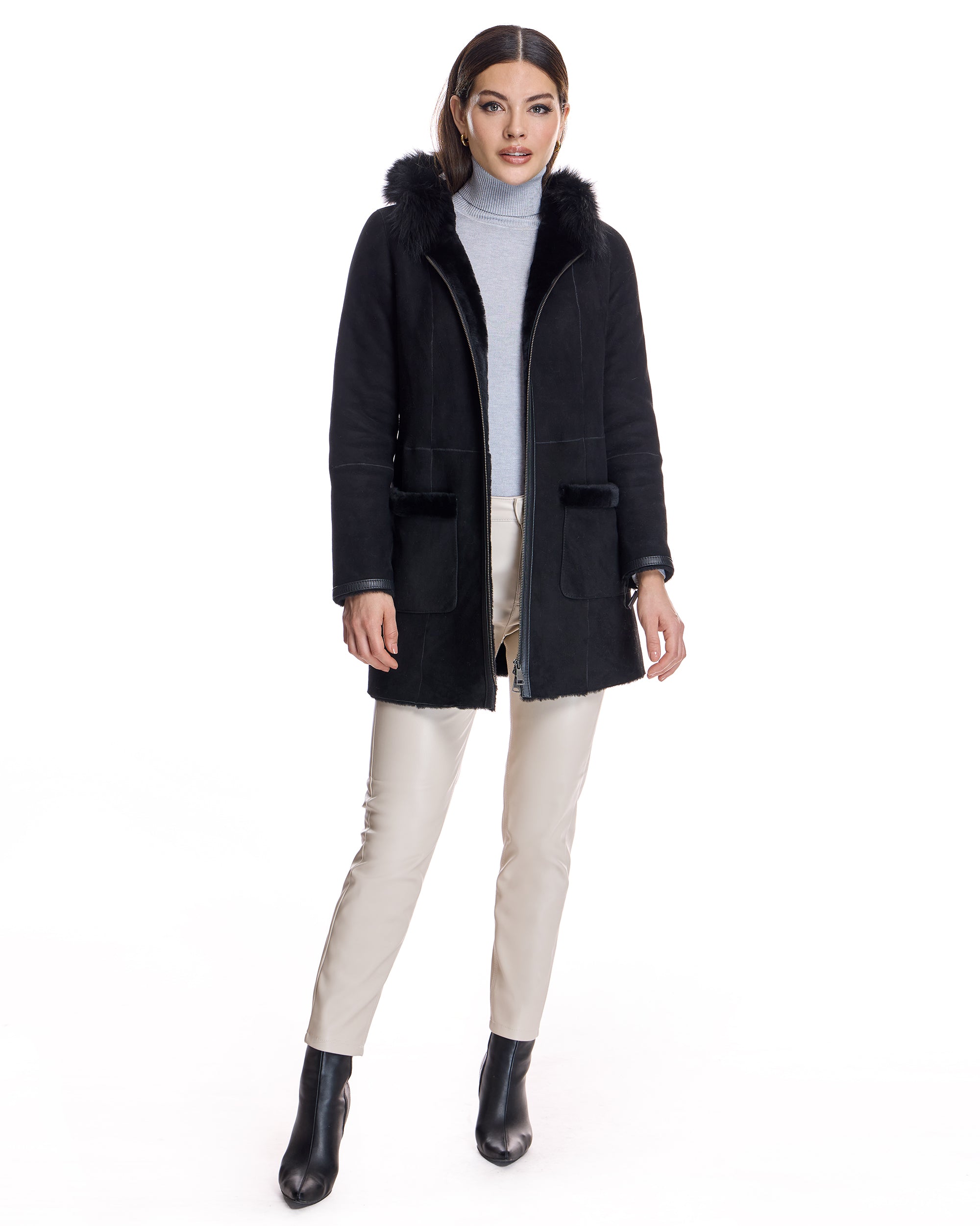 Shearling Lamb Jacket with Toscana Lamb Trim Hood