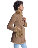 Julia & Stella by Maximilian Shearling Jacket with Curly Lamb Trim-Maximilian