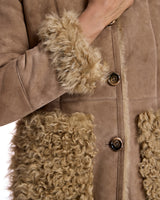 Julia & Stella by Maximilian Shearling Jacket with Curly Lamb Trim-Maximilian