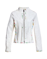 Leather Jacket with Floral Detail