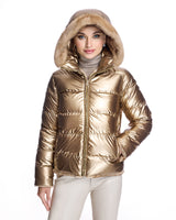 Horizontal Reversible mink jacket with Hood
