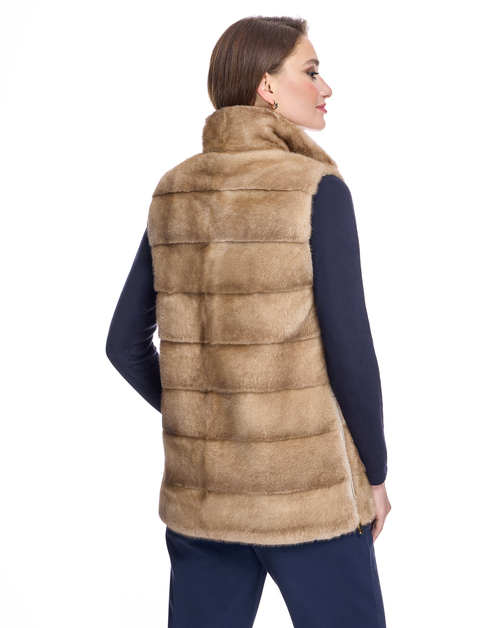 Mink Horizontal Vest With Side Vents