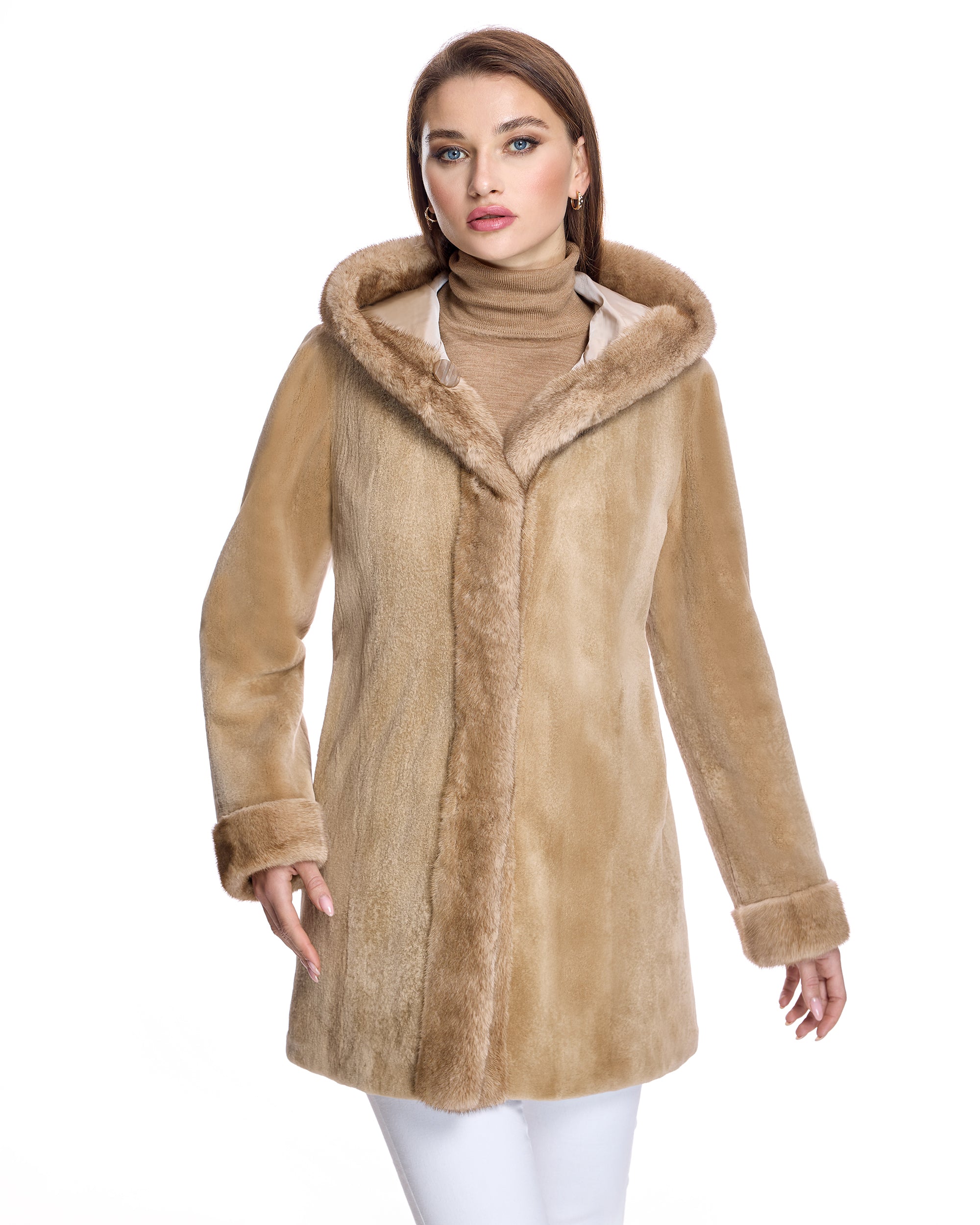 Reversible Sheared Mink Jacket with Hood