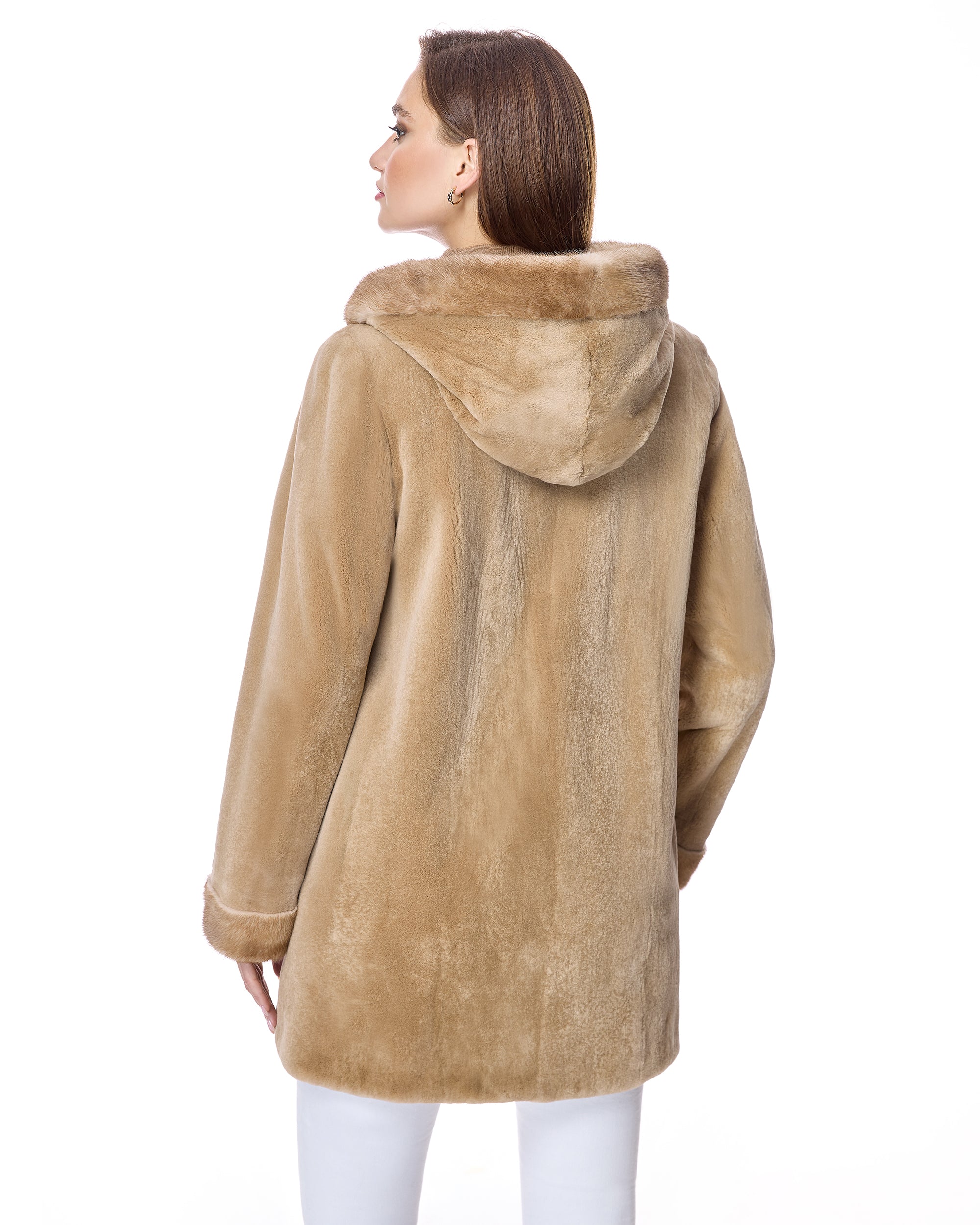 Reversible Sheared Mink Jacket with Hood