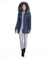 Poly Blend Jacket with Detachable Fox Trimmed Hood