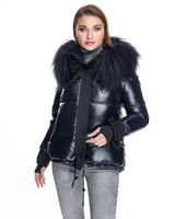 28"Fur -Trimmed Jacket with  Tibetan Lamb Trimmed Hood-Maximilian