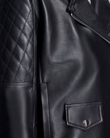 Chaqueta de cuero con cuello de cordero Kalgan teñido