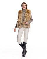 Collarless Feathered Fox Vest