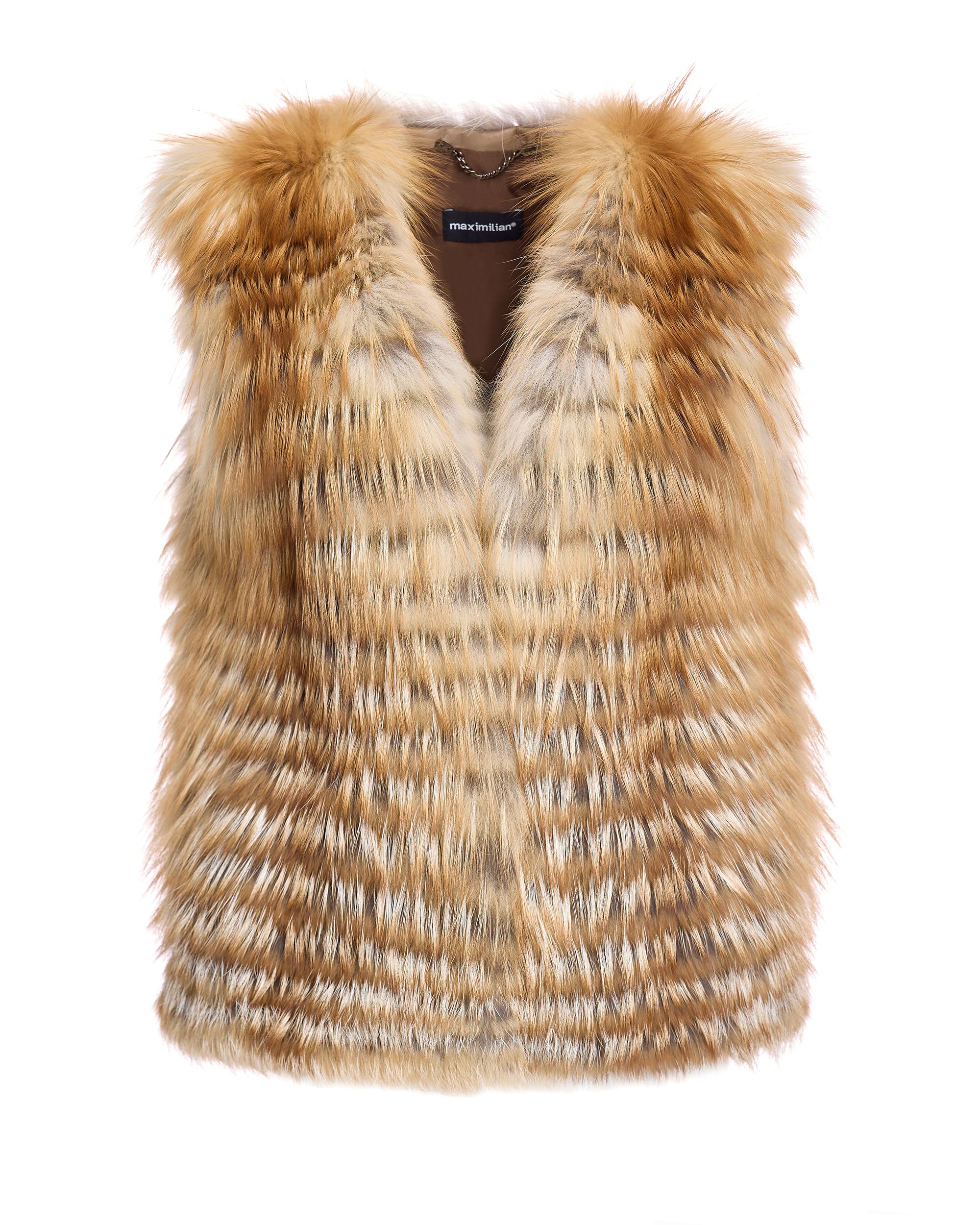Collarless Feathered Fox Vest – Maximilian