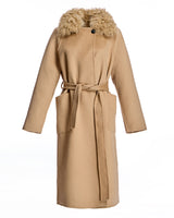 Wool Short Coat with Shearling Collar-Maximilian