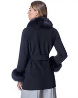 Maximilian Wool Jacket with Detachable Fur Trim