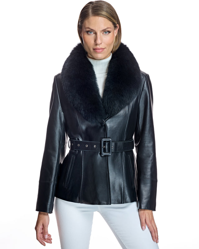 Maximilian Fur-Trimmed Leather Jacket- Maximilian