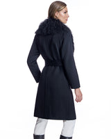 Julia & Stella by Maximilian Wool Wrap Coat With Lamb Collar-Maximilian