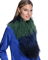 Julia & Stella by Maximilian Color-Block Tibetan Lamb Scarf-Maximilian