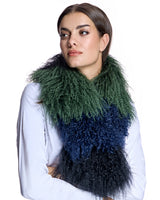 Julia & Stella by Maximilian Color-Block Tibetan Lamb Scarf-Maximilian