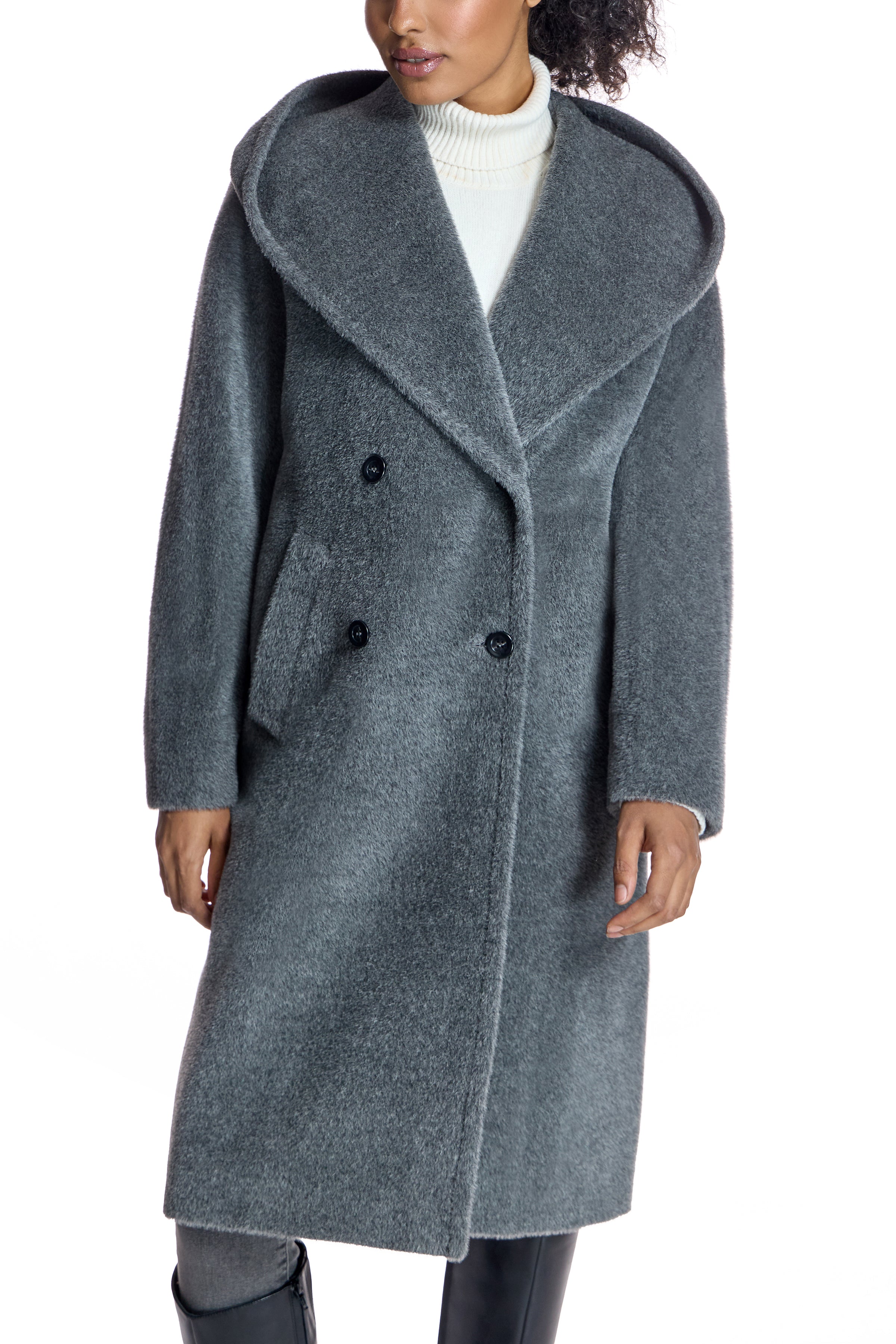 Alpaca blend Hooded Coat