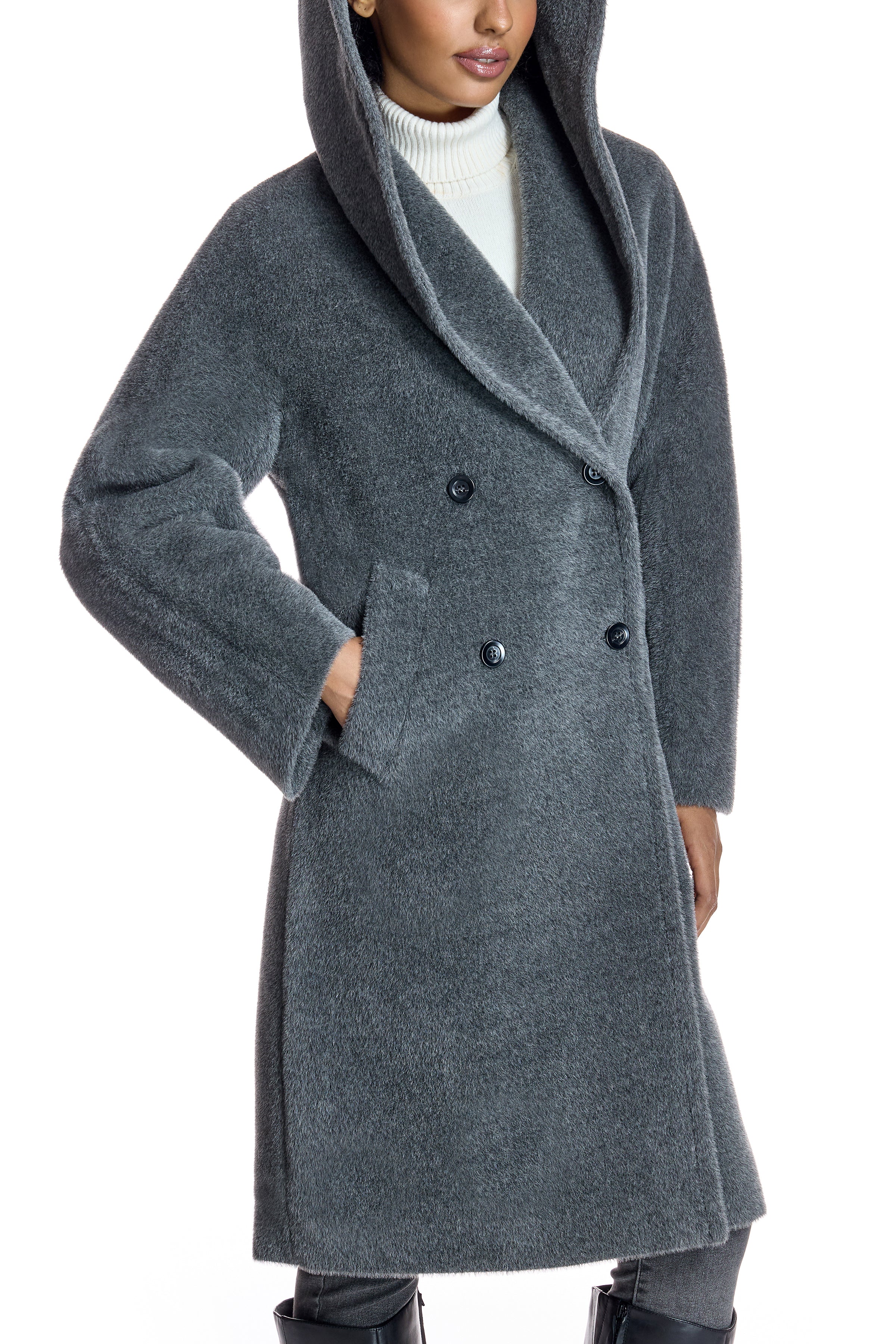 Alpaca blend Hooded Coat