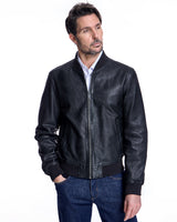 Men;s Black Leather Jacket - Made in Italy-Maximilian