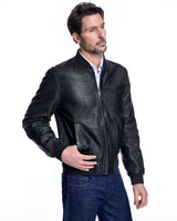 Men;s Black Leather Jacket - Made in Italy-Maximilian