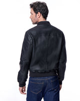 Men;s Black Leather Jacket - Made in Italy-Maximilian