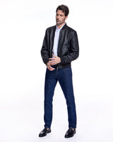 Men;s Black Leather Jacket - Made in Italy-Maximilian