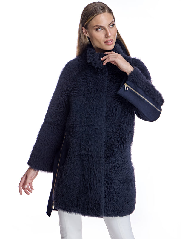 Mixed Media Shearling Coat- Maximilian