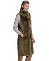 41" long Shearling lamb Reversible Vest-Maximilian