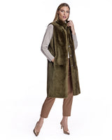 41" long Shearling lamb Reversible Vest-Maximilian