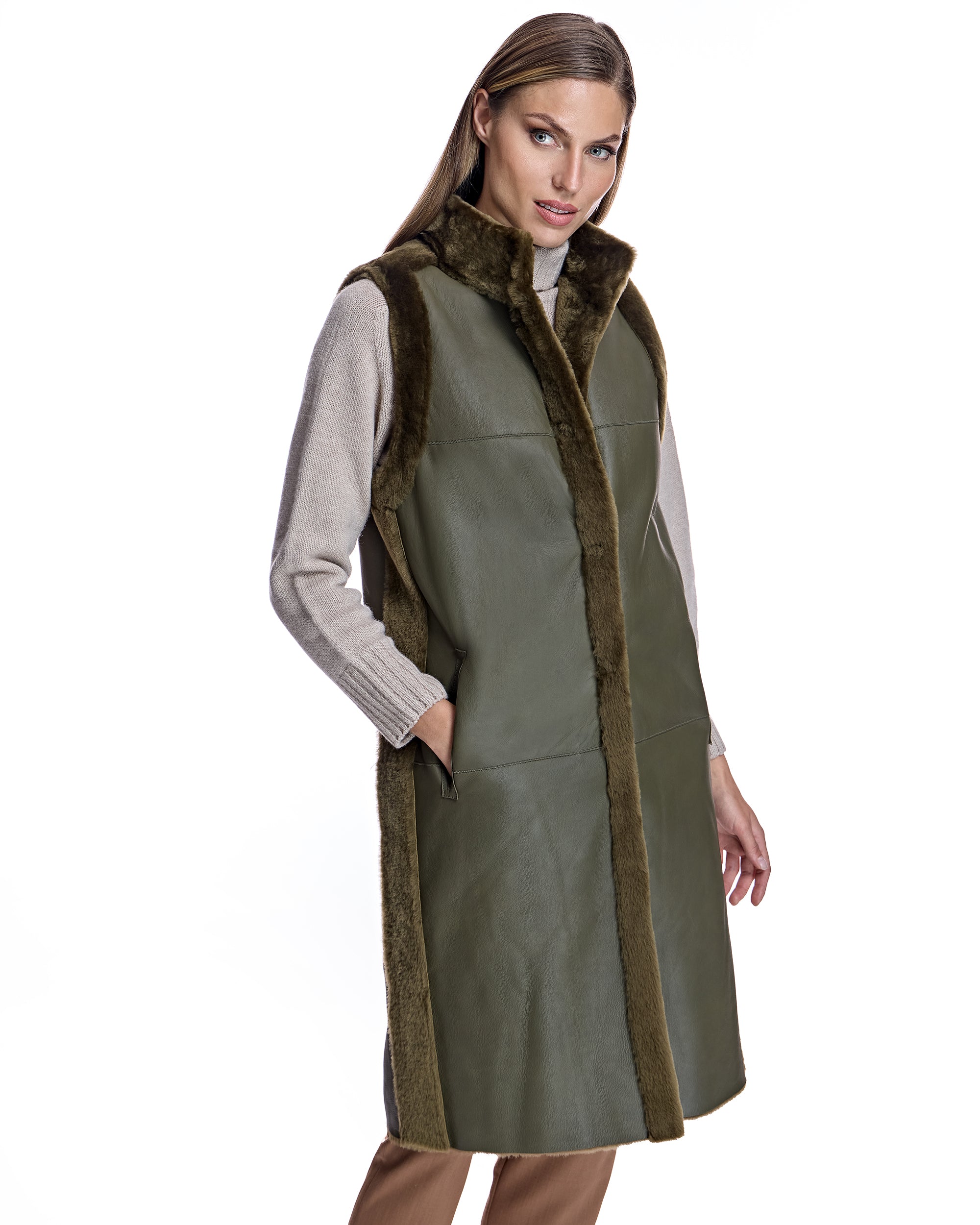 Reversible Shearling Vest