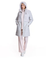 Hooded Woolblend Coat with Shearling Front and Back