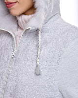 Hooded Woolblend Coat with Shearling Front and Back