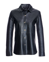 Maximilian Slim Fit Leather Snap Shirt in Lamb leather