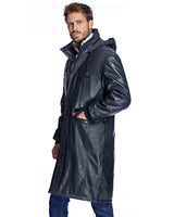 Men's Hooded Leather Coat - Maximilian