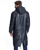 Men's Hooded Leather Coat - Maximilian