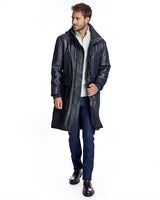 Men's Hooded Leather Coat - Maximilian