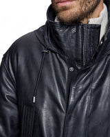 Men's Hooded Leather Coat - Maximilian