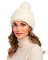 Dyed Knitted Shearling Lamb Hat