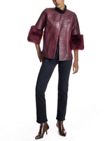 Croc Stamped Leather Jacket -Maximilian