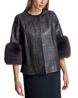 Croc Stamped Leather Jacket -Maximilian