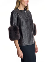 Croc Stamped Leather Jacket -Maximilian