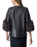 Croc Stamped Leather Jacket -Maximilian