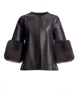 Croc Stamped Leather Jacket -Maximilian
