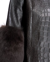Croc Stamped Leather Jacket -Maximilian