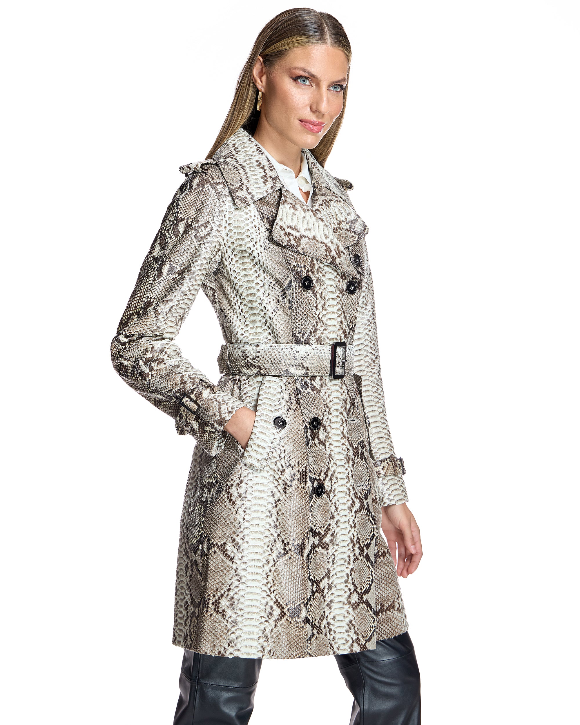Belted Python Trench Coat-Maximilian