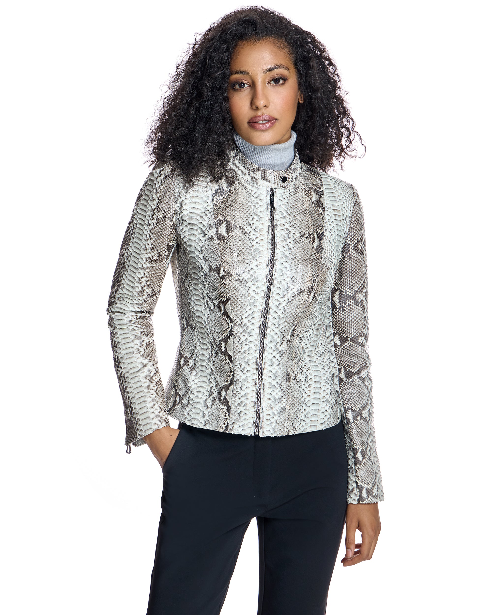 Collarless Python Jacket-Maximilian