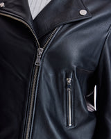 Julia & Stella by Maximilian Leather Moto Jacket with Fringes
