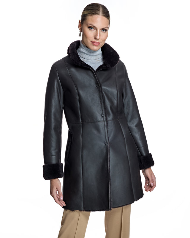 Nappa Shearling Jacket with Stand Collar-Maximilian