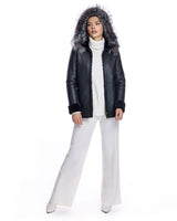 Shearling Lamb Jacket With Fox Trimmed Hood