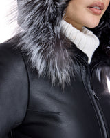 Shearling Lamb Jacket With Fox Trimmed Hood